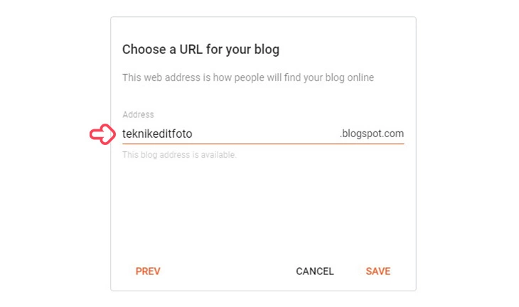 Isi nama domain blog di blogger