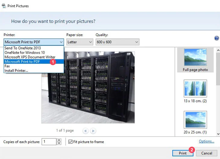 Pakai print pictures windows untuk mengubah foto ke pdf