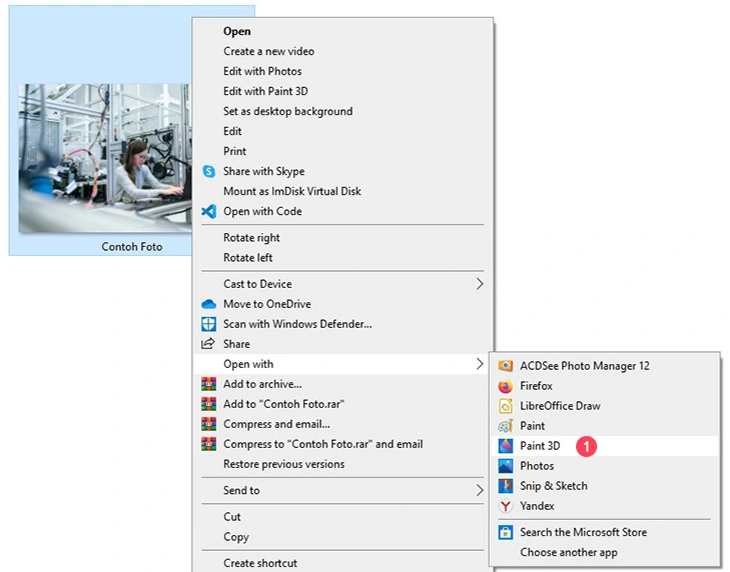 Klik kanan pada gambar untuk membuka Paint 3D
