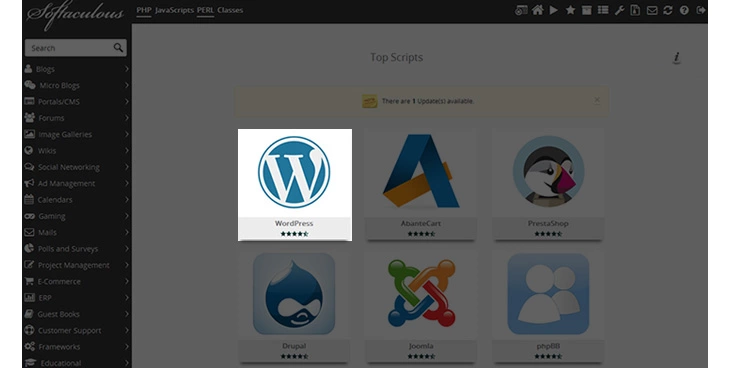 instal wordpress di softaculous